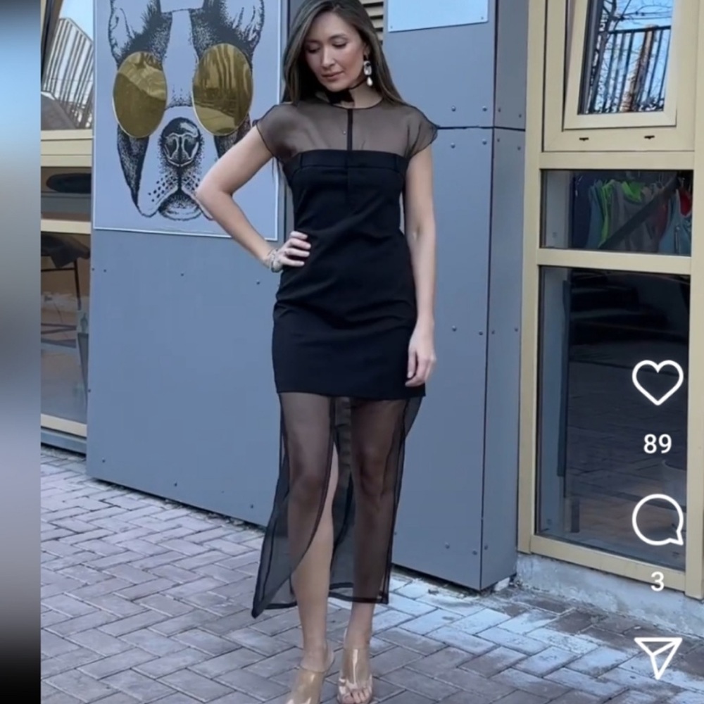 ZARA CONTRASTING ORGANZA BLACK DRESS blogger favorite